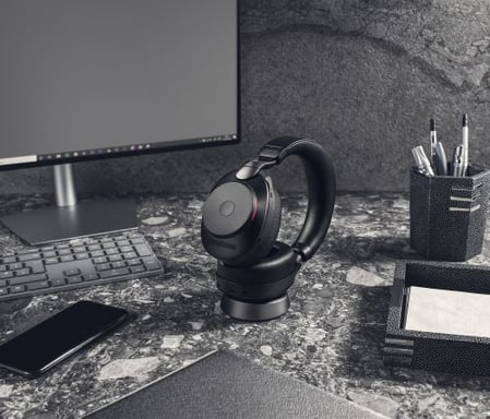 docked office jabra headset for working from home