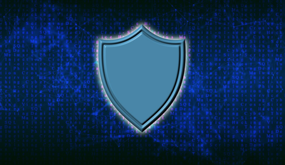 security shield against blue background
